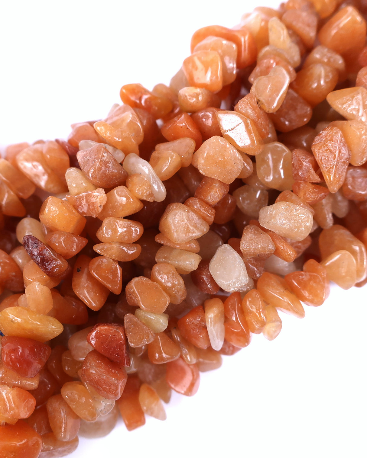 Medium Red Aventurine Chip Beads · 30" strand