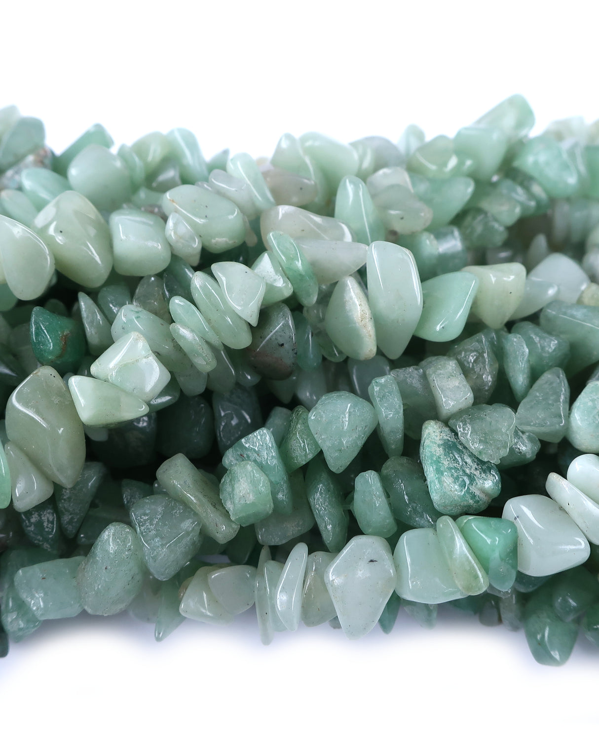Medium Green Aventurine Chip Beads · 30" strand