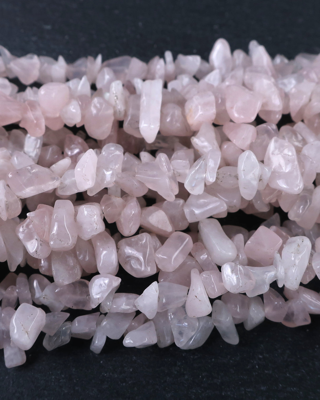 Medium Rose Quartz Chip Beads · 30" strand