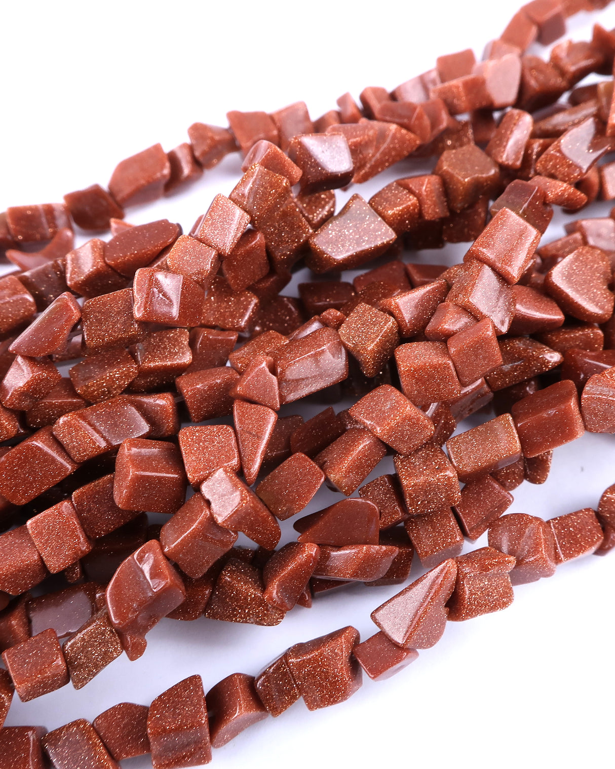 Medium Goldstone Chip Beads · 30" strand