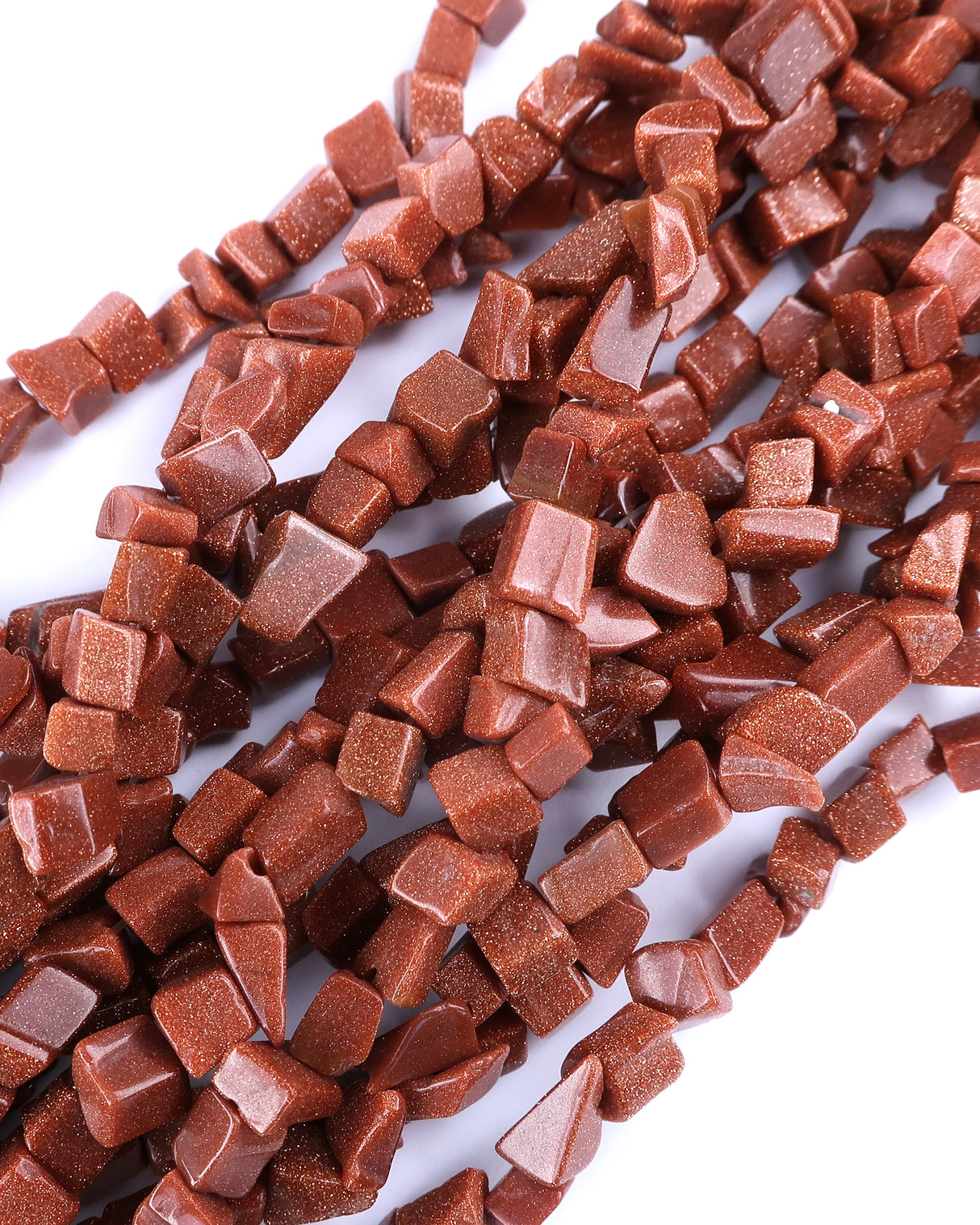 Medium Goldstone Chip Beads · 30" strand