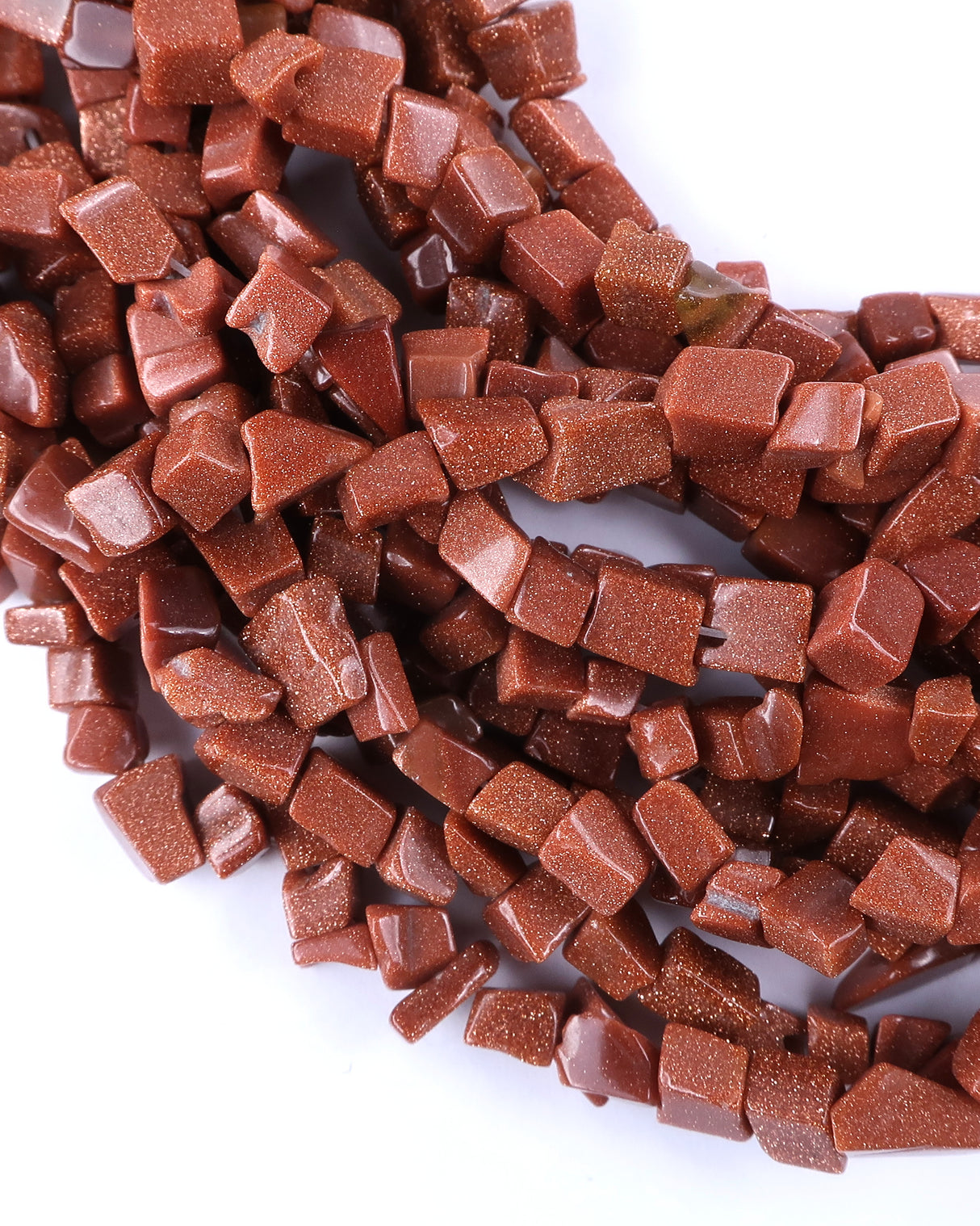 Medium Goldstone Chip Beads · 30" strand