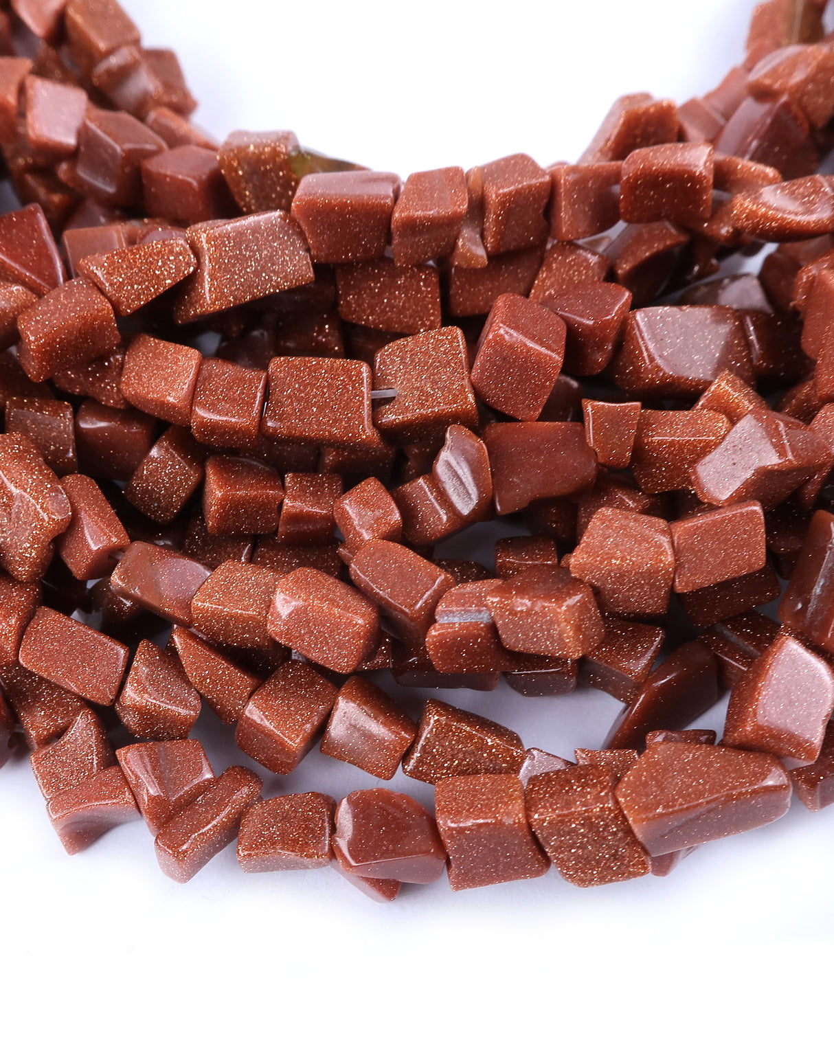 Medium Goldstone Chip Beads · 30" strand