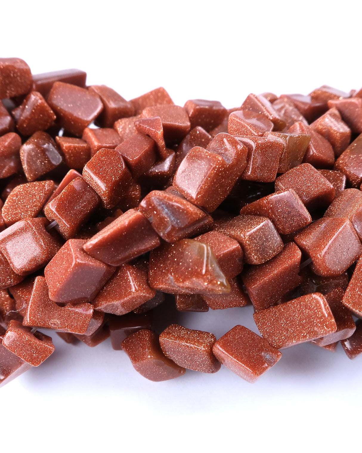 Medium Goldstone Chip Beads · 30" strand