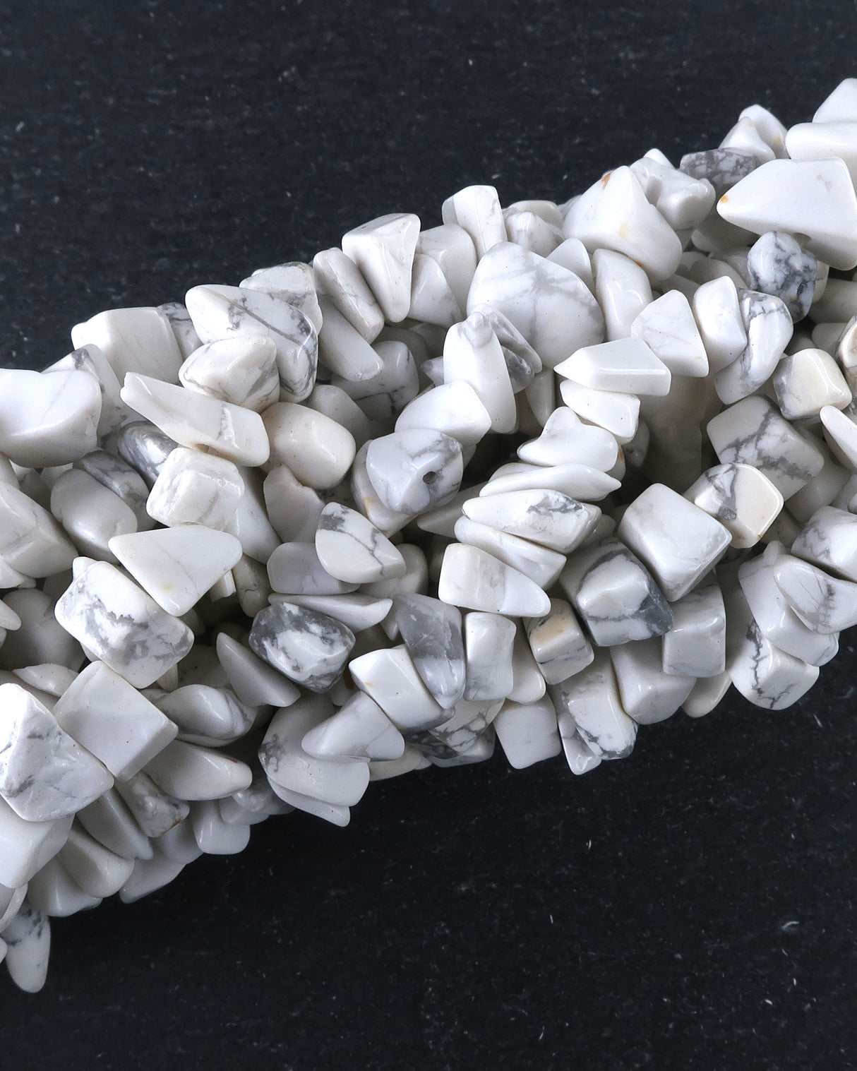 Medium White Howlite Chip Beads · 30" strand