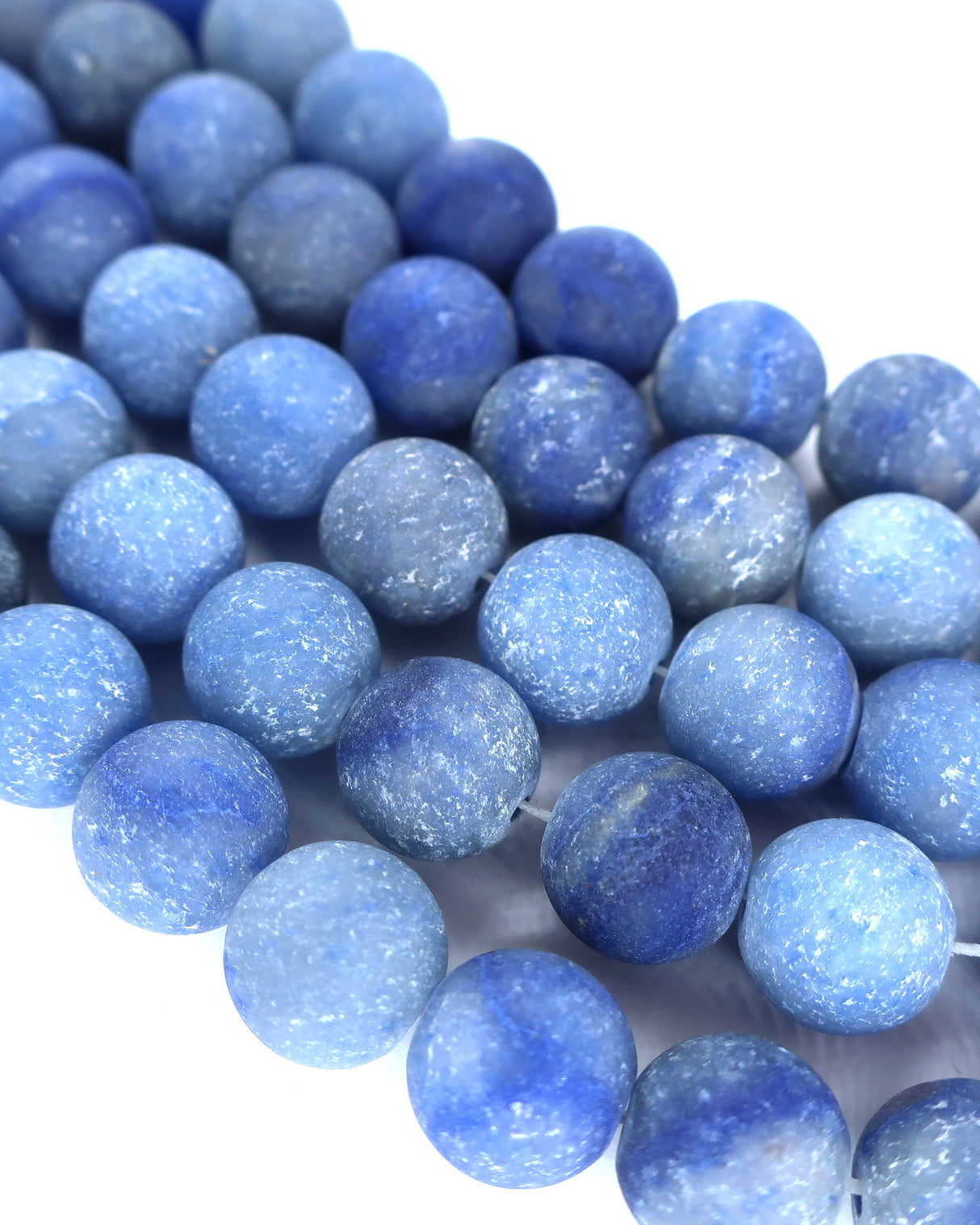 10mm · Frosted · Blue Aventurine · Round Beads · 15" full strand