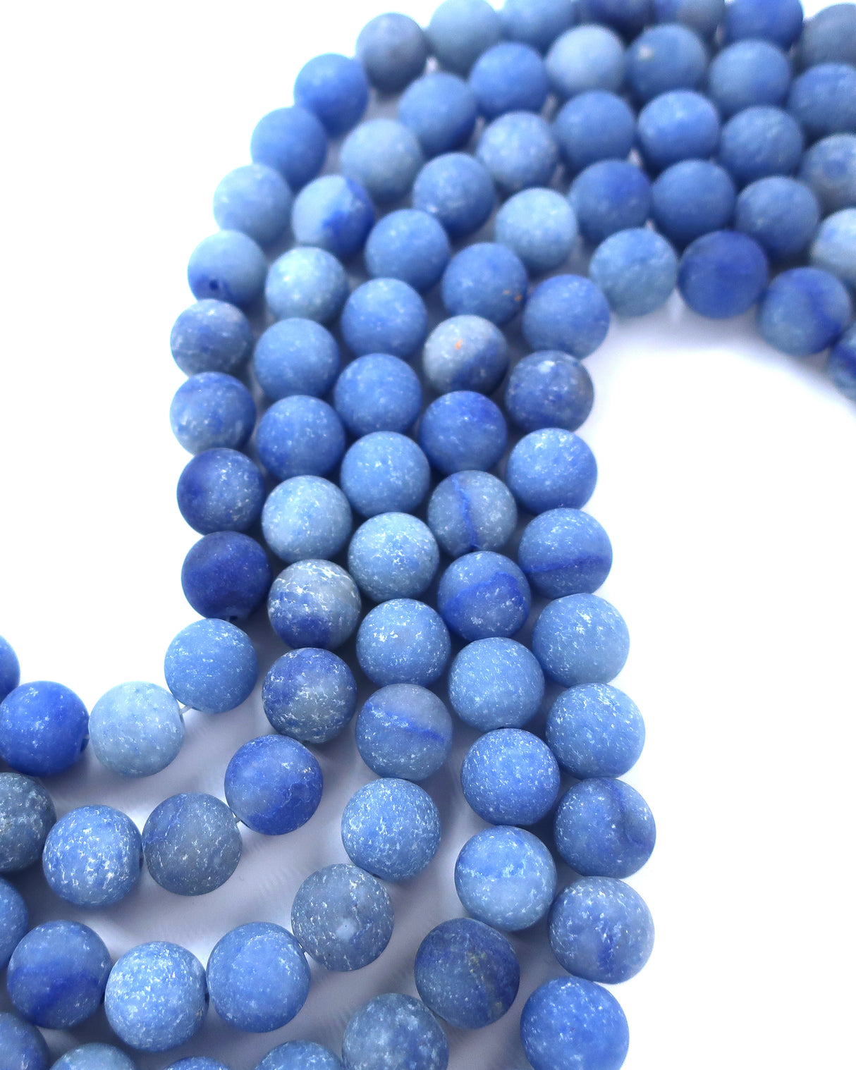10mm · Frosted · Blue Aventurine · Round Beads · 15" full strand