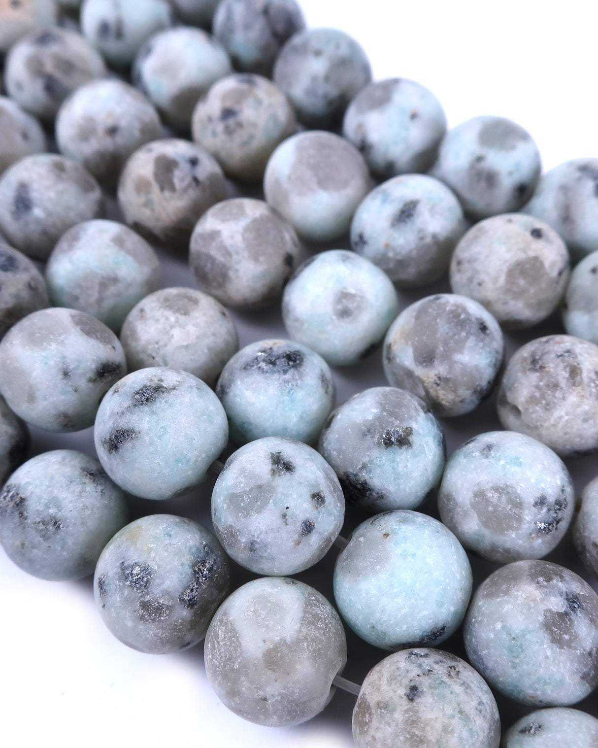 10mm · Frosted · Kiwi Jasper · Round Beads · 15" full strand