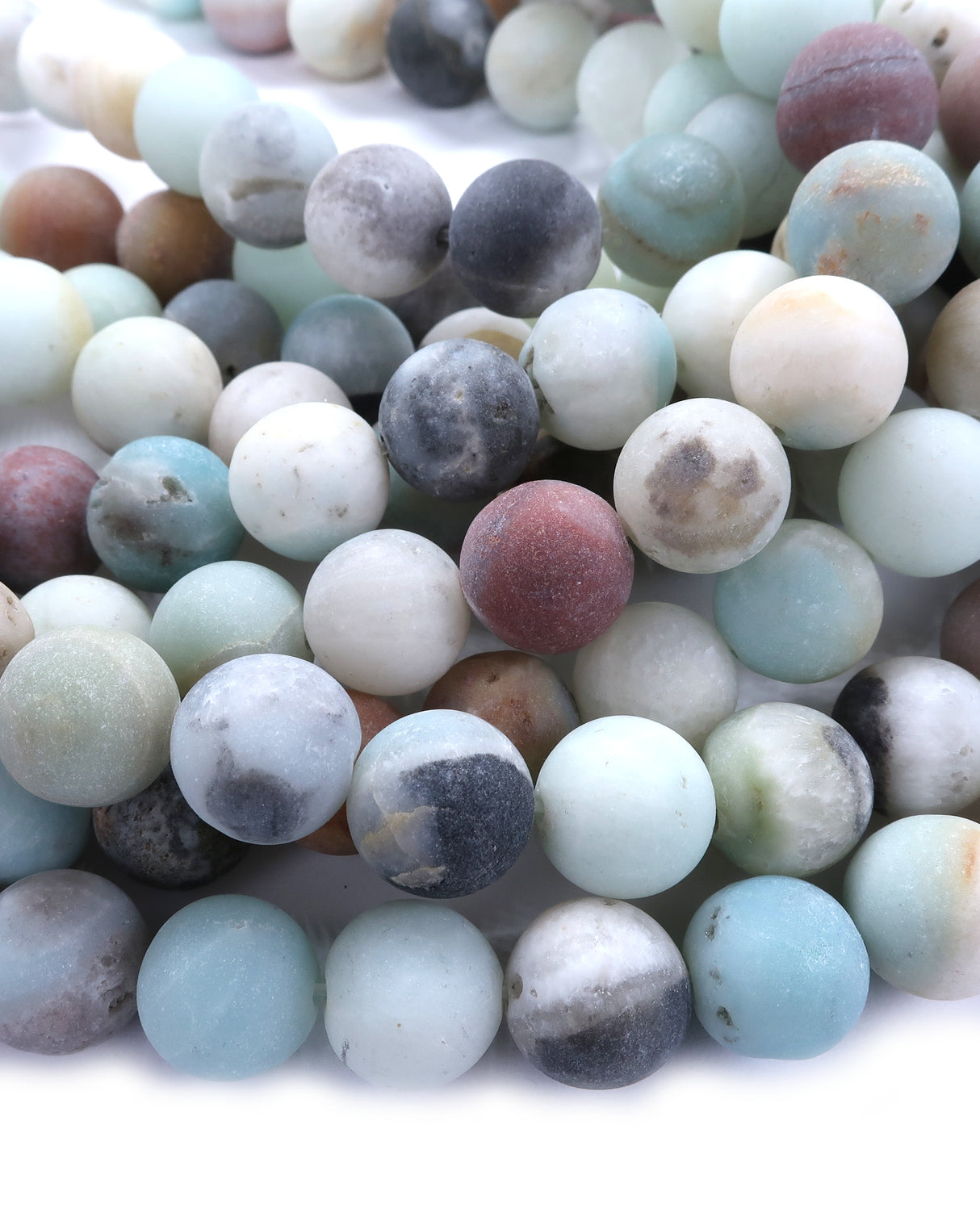 10mm · Frosted · Amazonite · Round Beads · 15" full strand