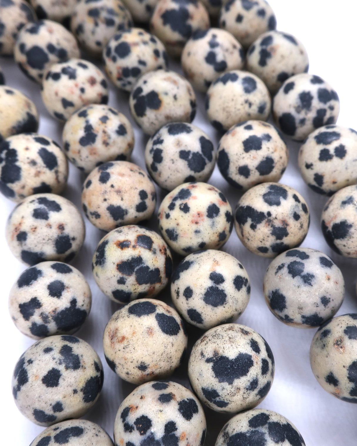 10mm · Frosted · Dalmatian Jasper · Round Beads · 15" full strand