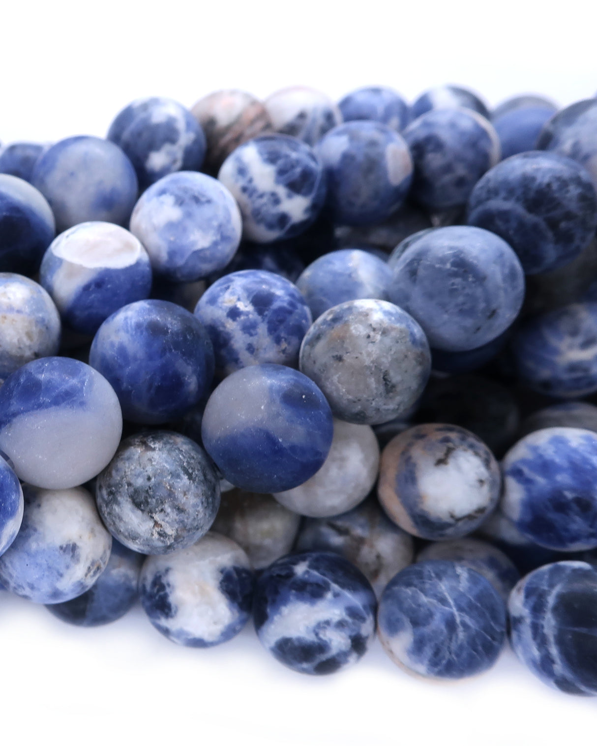 10mm · Frosted · Sodalite · Round Beads · 15" full strand