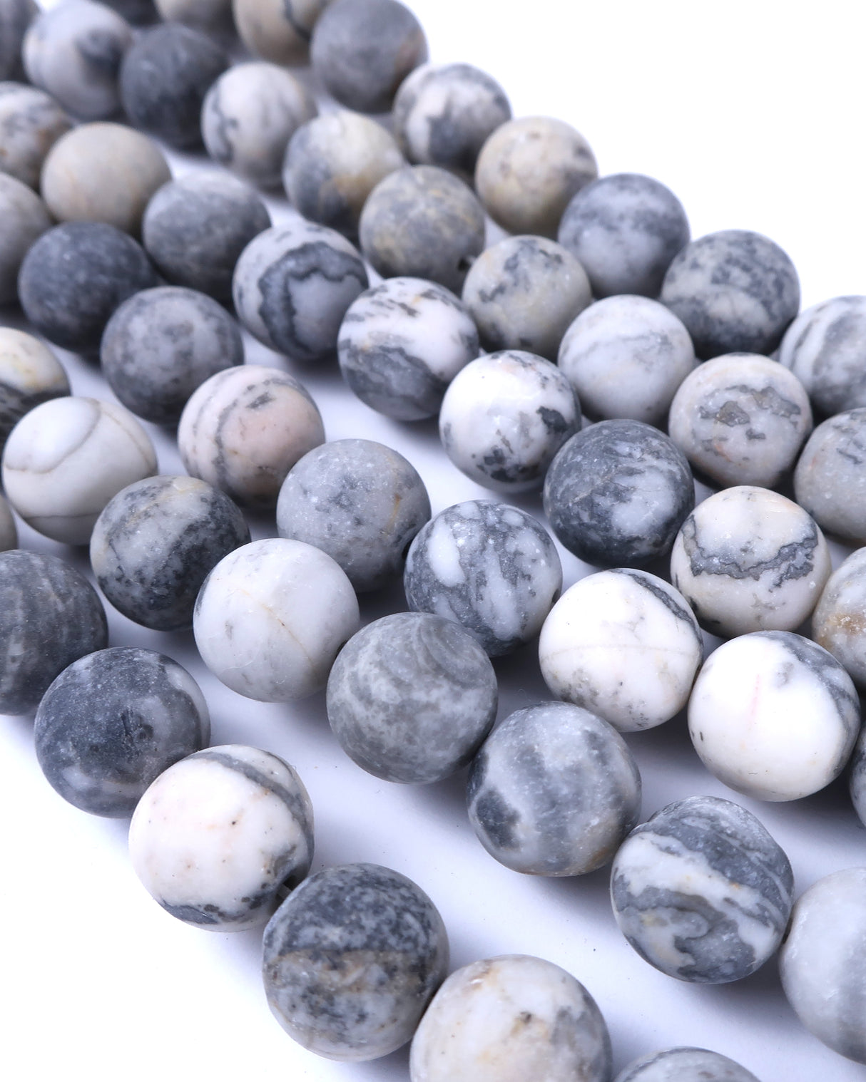 10mm · Frosted · Net Jasper · Round Beads · 15" full strand