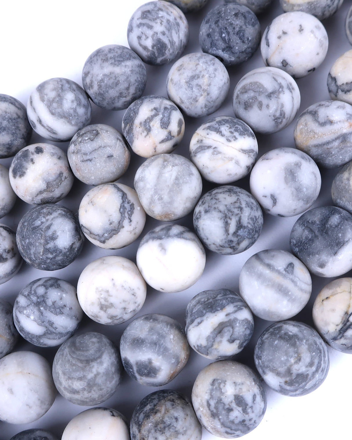 10mm · Frosted · Net Jasper · Round Beads · 15" full strand