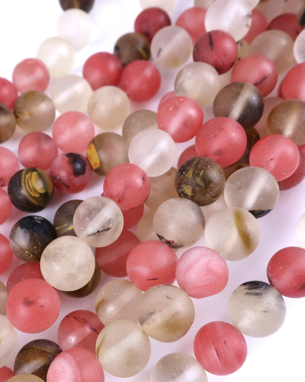 10mm · Frosted · Watermelon Stone · Round Beads · 15" full strand