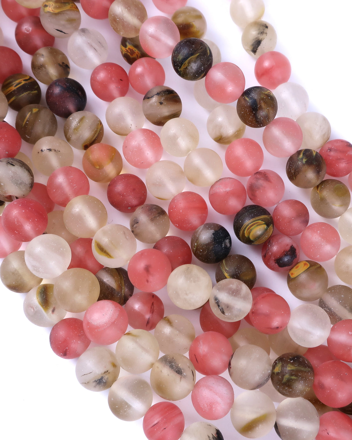 10mm · Frosted · Watermelon Stone · Round Beads · 15" full strand