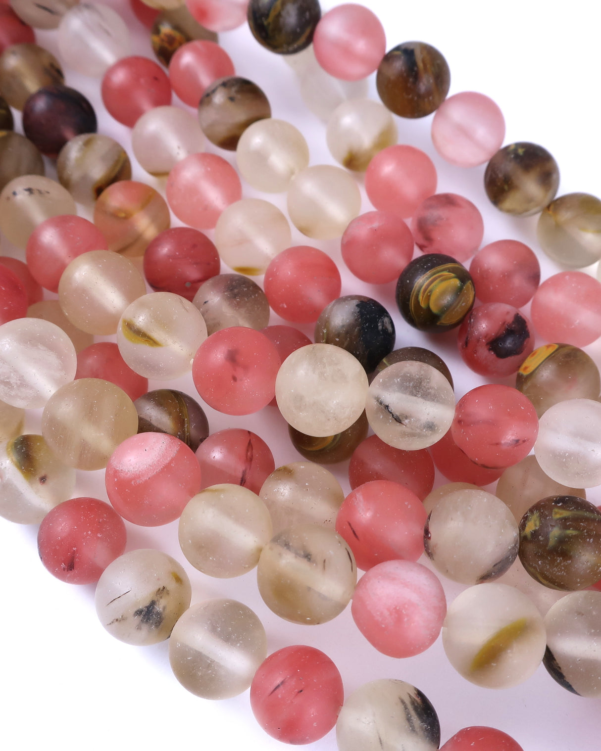 10mm · Frosted · Watermelon Stone · Round Beads · 15" full strand