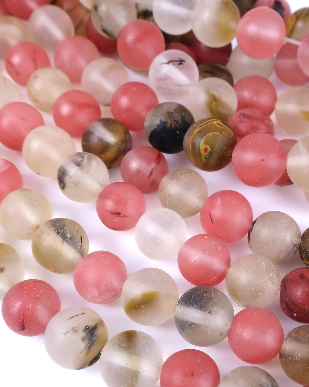 10mm · Frosted · Watermelon Stone · Round Beads · 15" full strand