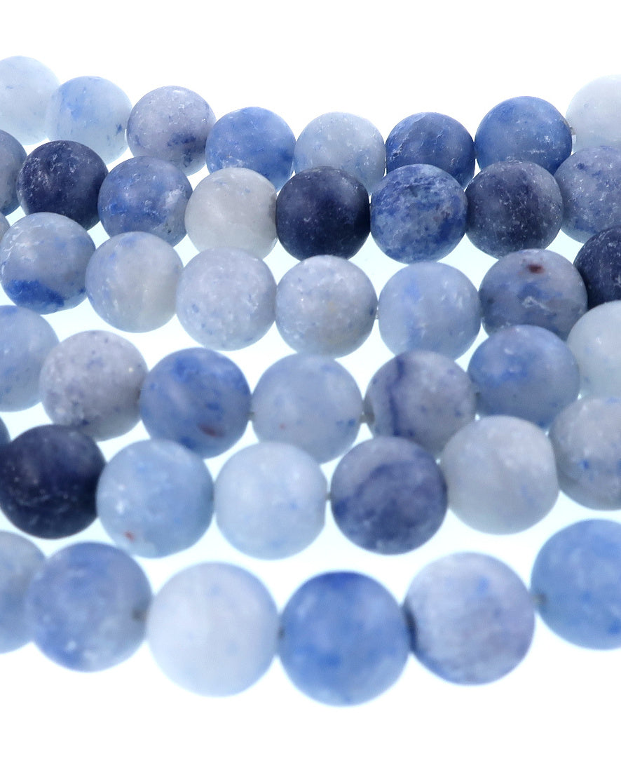 6mm Frosted Blue Aventurine round beads · 15"
