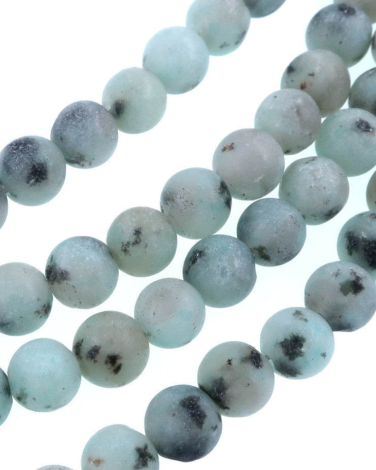 6mm Frosted Kiwi Jasper round beads · 15"