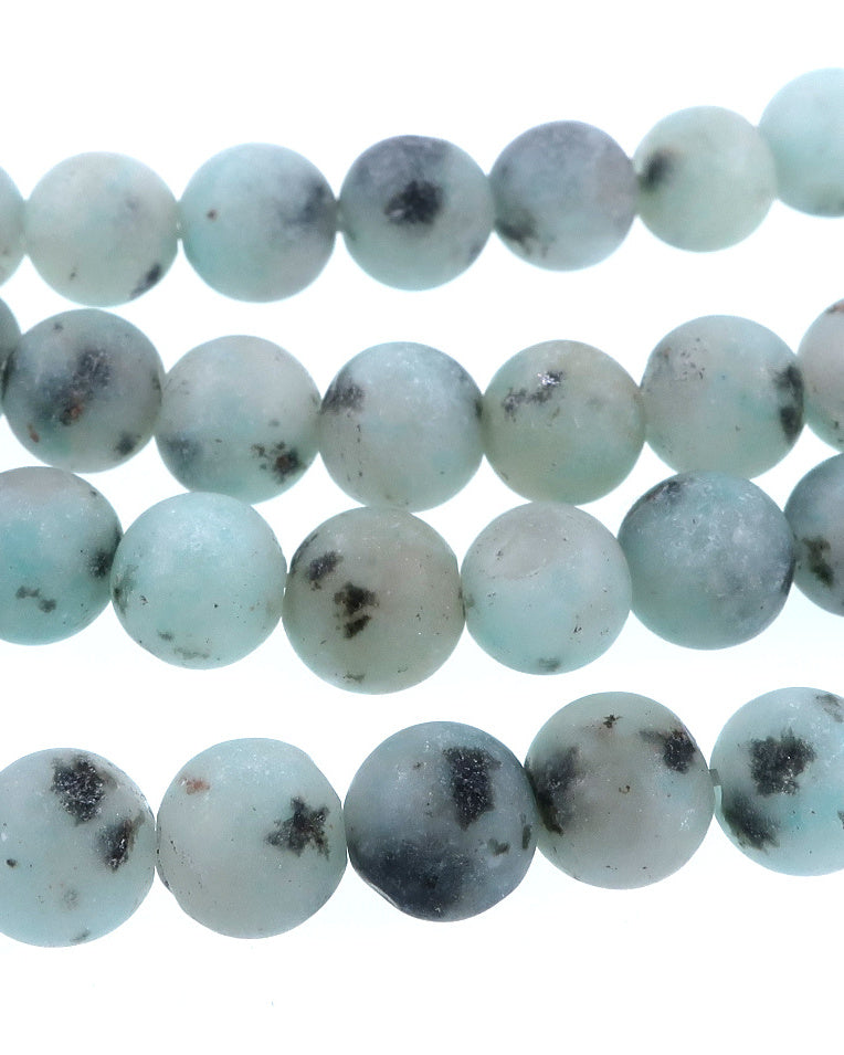 6mm Frosted Kiwi Jasper round beads · 15"