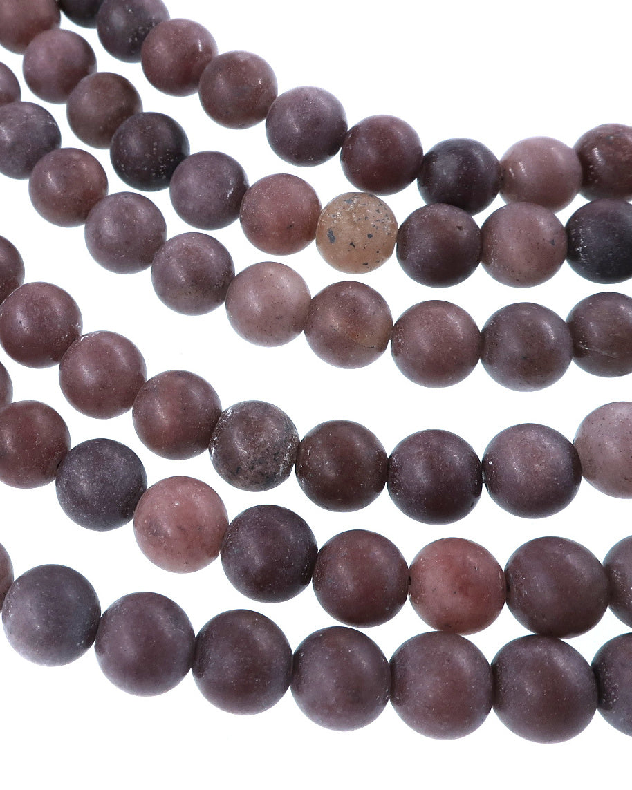 6mm Frosted Purple Aventurine round beads · 15"