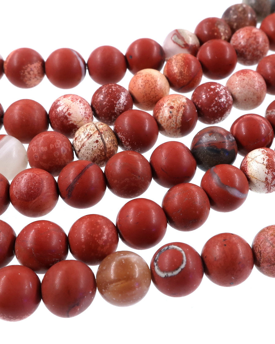 6mm Frosted Red Jasper round beads · 15"