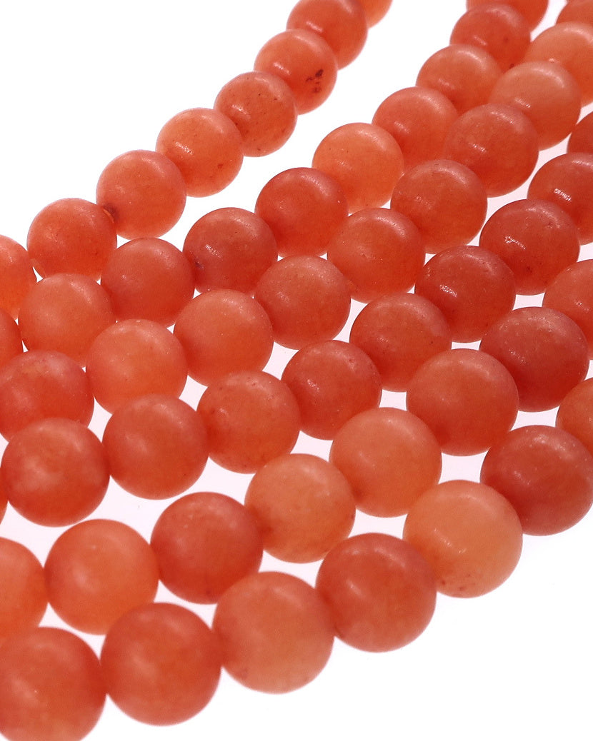 6mm · Frosted · Red Aventurine · round beads · 15"