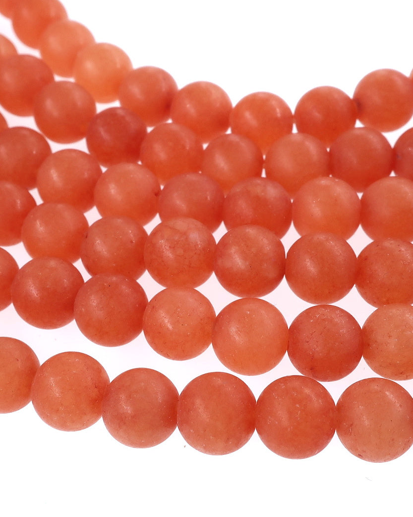 6mm · Frosted · Red Aventurine · round beads · 15"