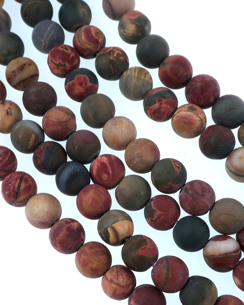 6mm Frosted Picasso Jasper round beads · 15"