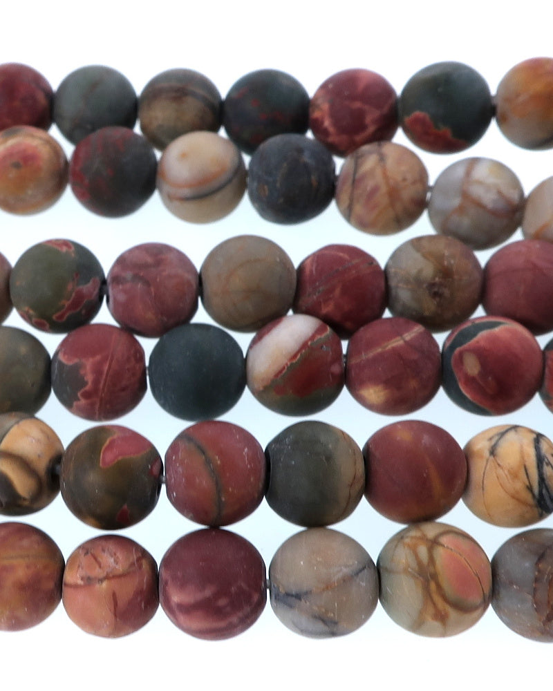 6mm Frosted Picasso Jasper round beads · 15"