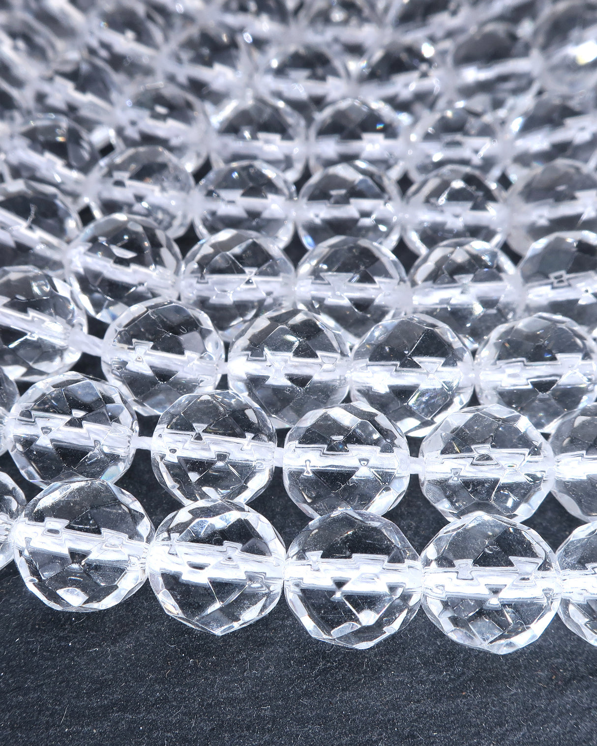 8mm · Faceted · Crystal Quartz · Round Beads · 15" full strand