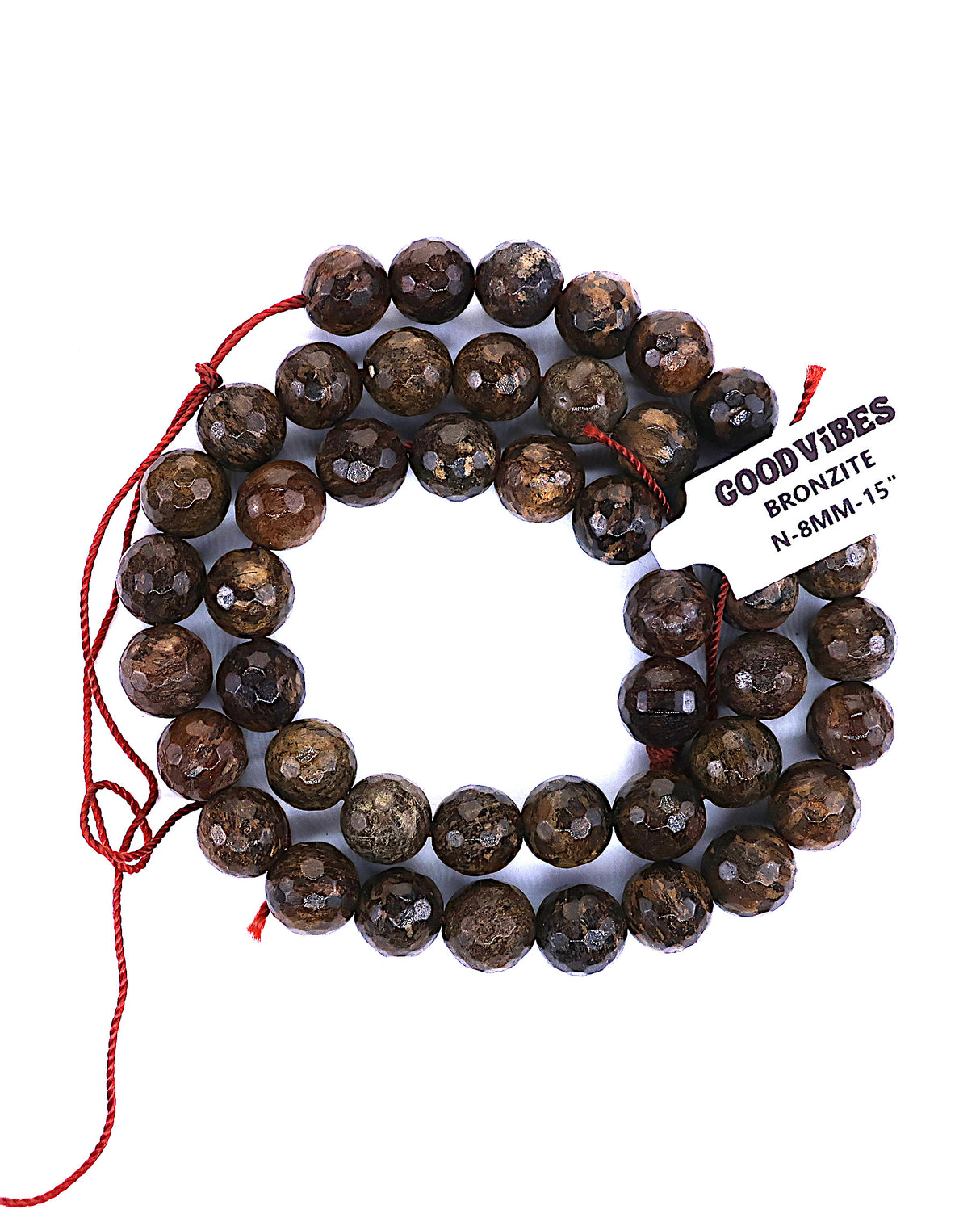 8mm · Faceted · Bronzite · Round Beads · 15" full strand