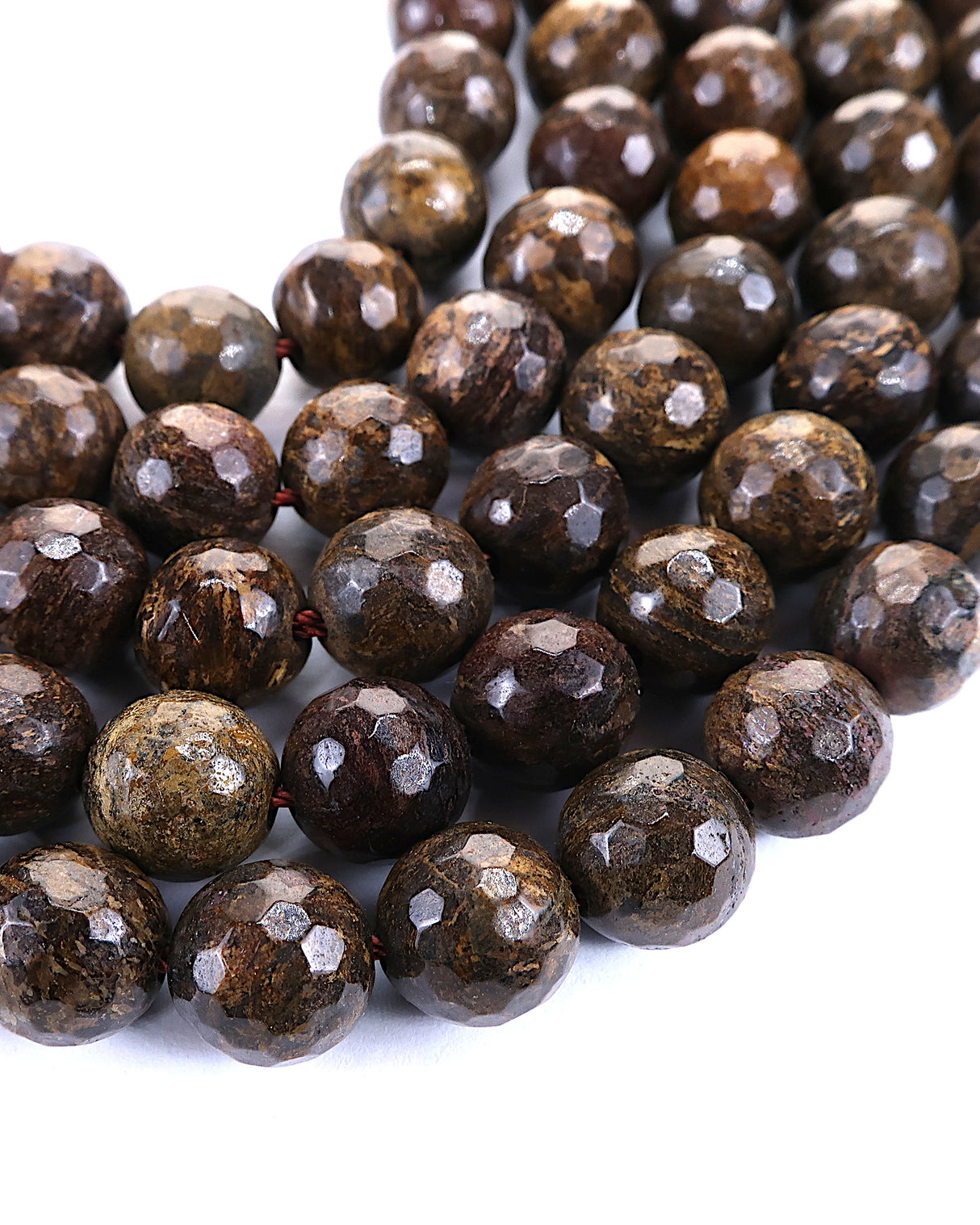8mm · Faceted · Bronzite · Round Beads · 15" full strand