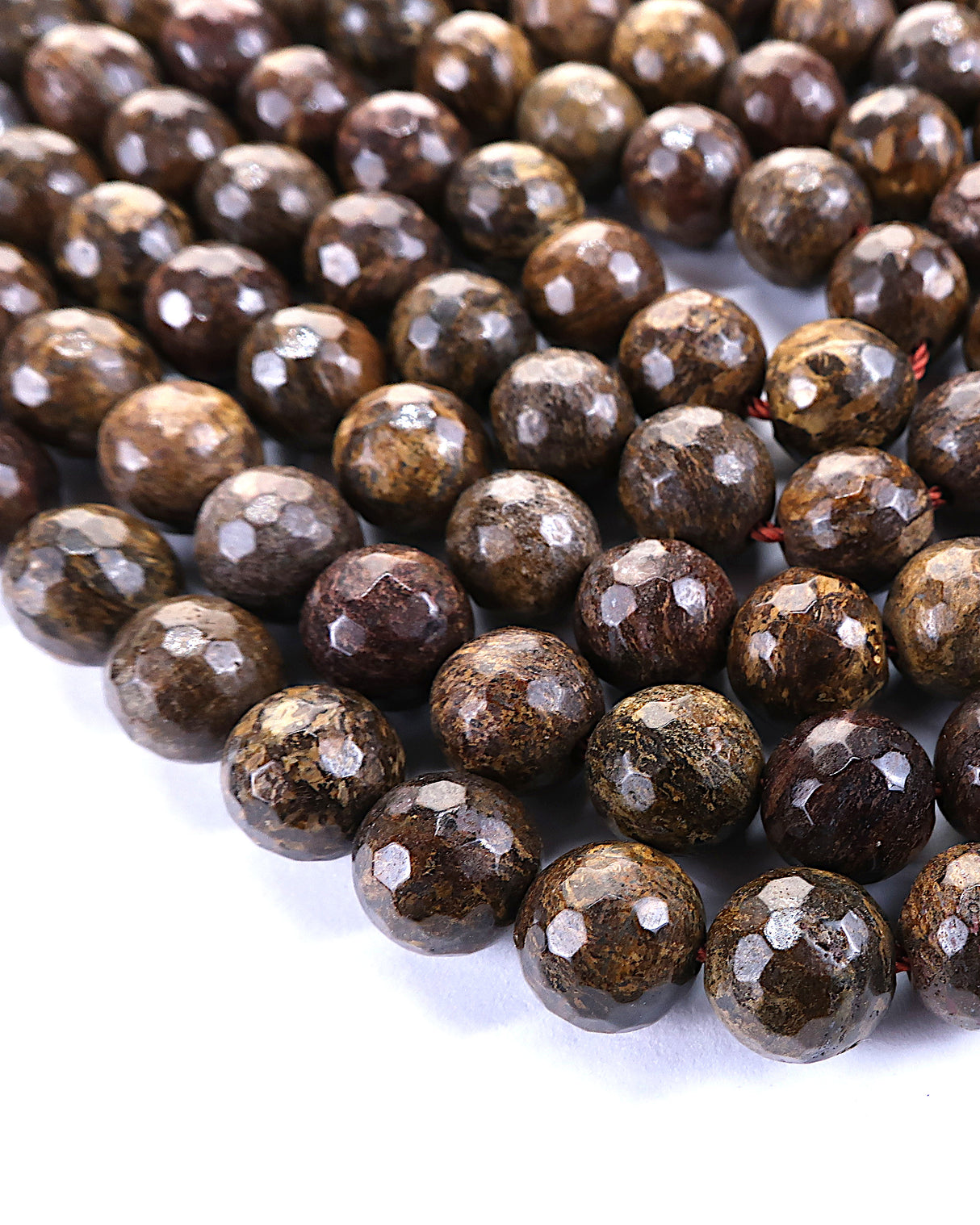 8mm · Faceted · Bronzite · Round Beads · 15" full strand