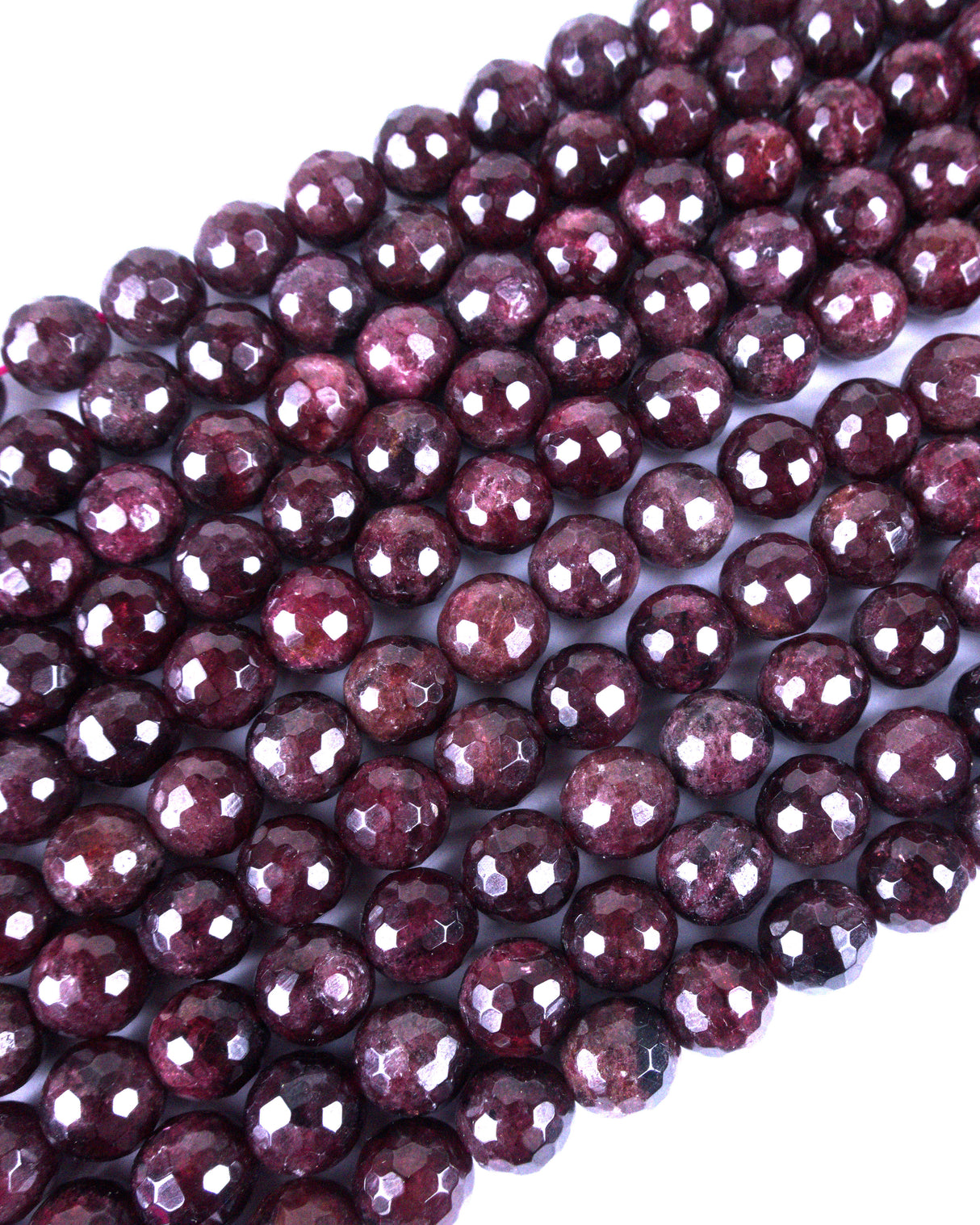 8mm · Faceted · Garnet · round beads · 15" full strand