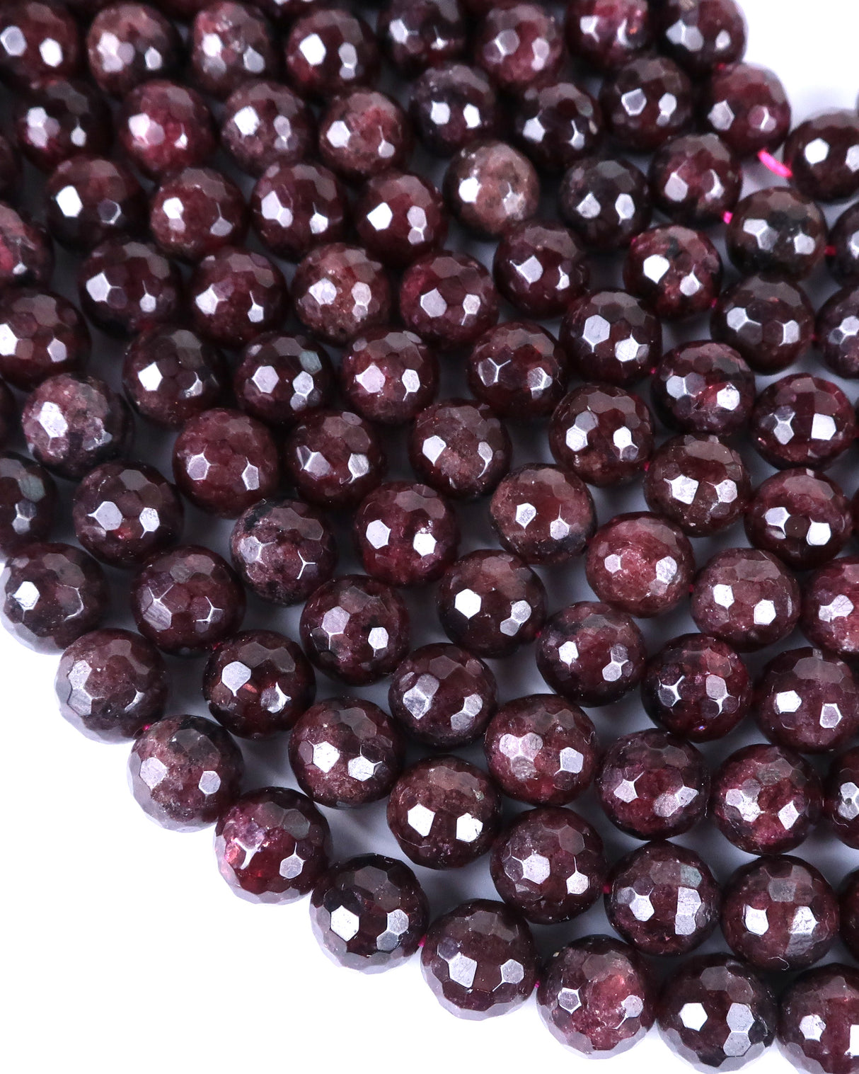 8mm · Faceted · Garnet · round beads · 15" full strand