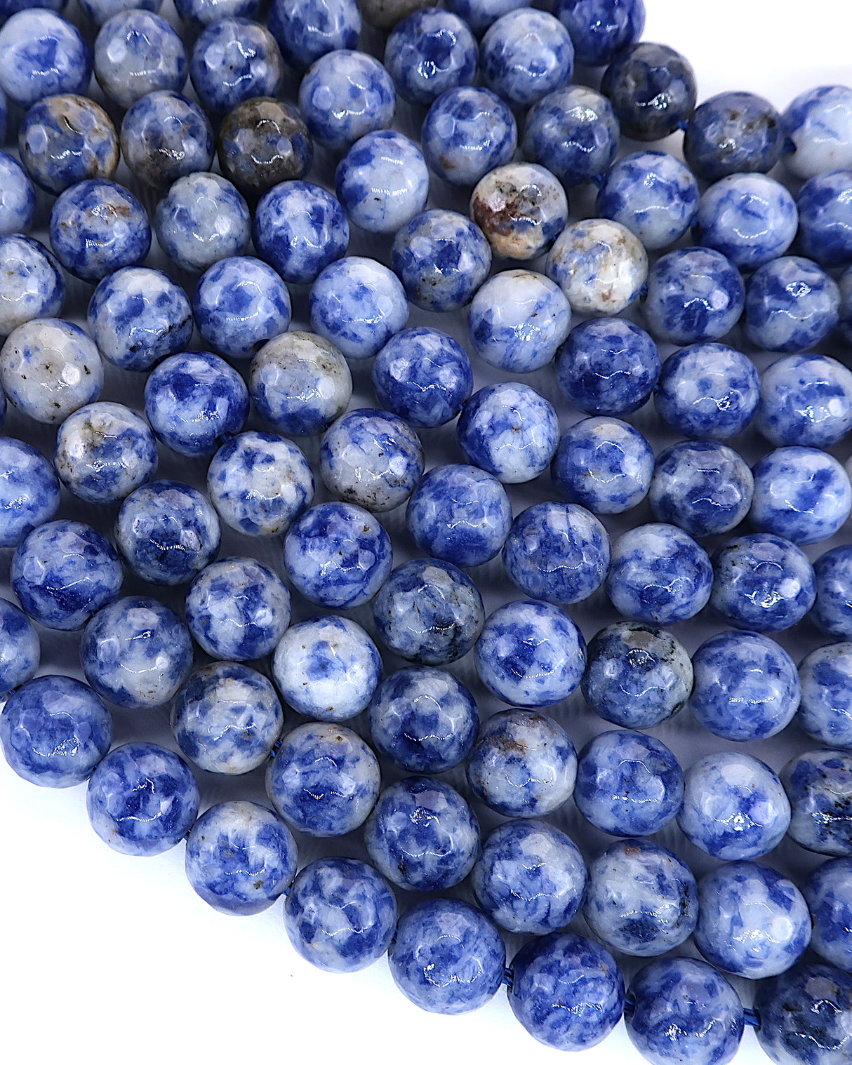 8mm · Faceted · Blue Spot Jasper · Round Beads · 15" full strand