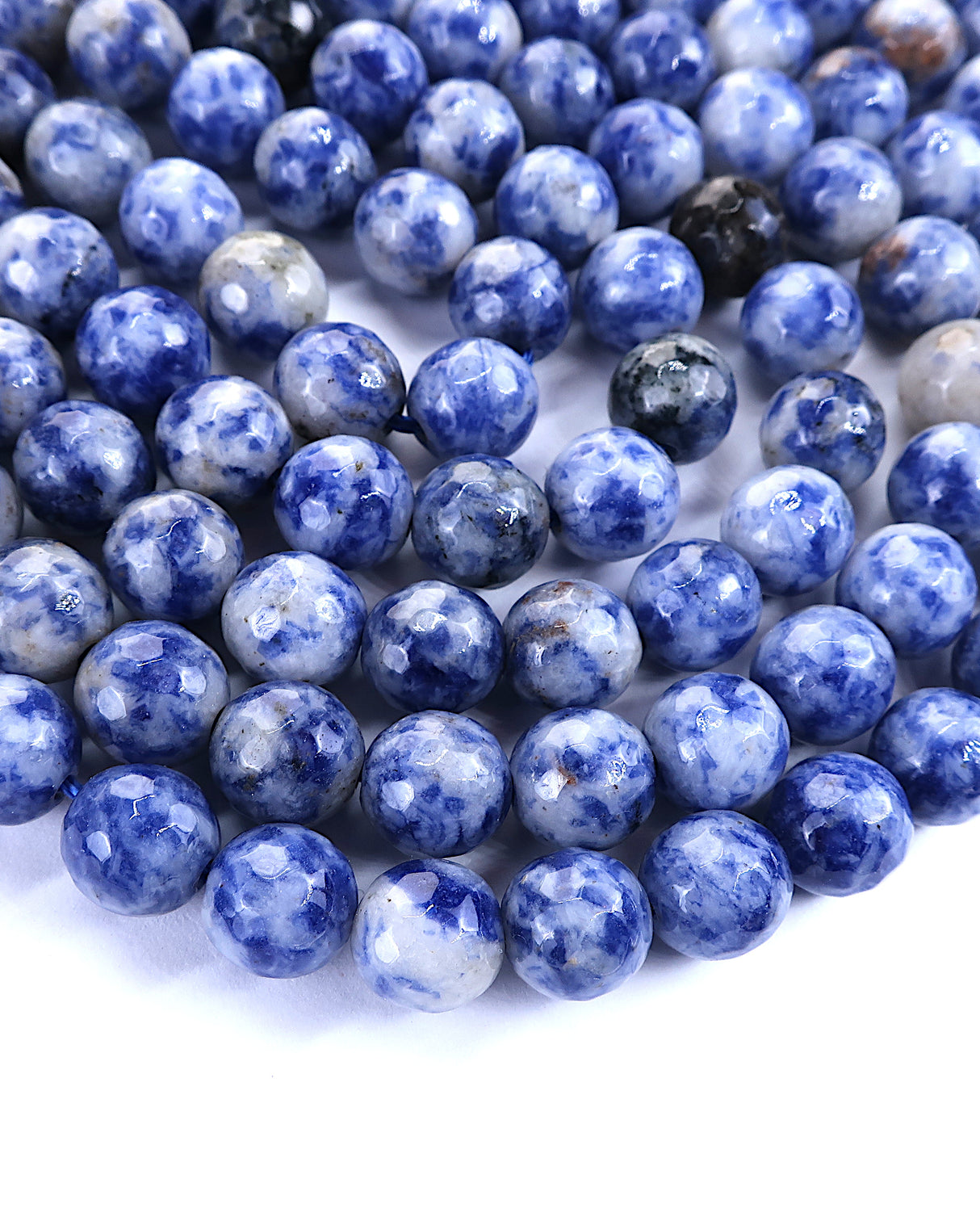 8mm · Faceted · Blue Spot Jasper · Round Beads · 15" full strand