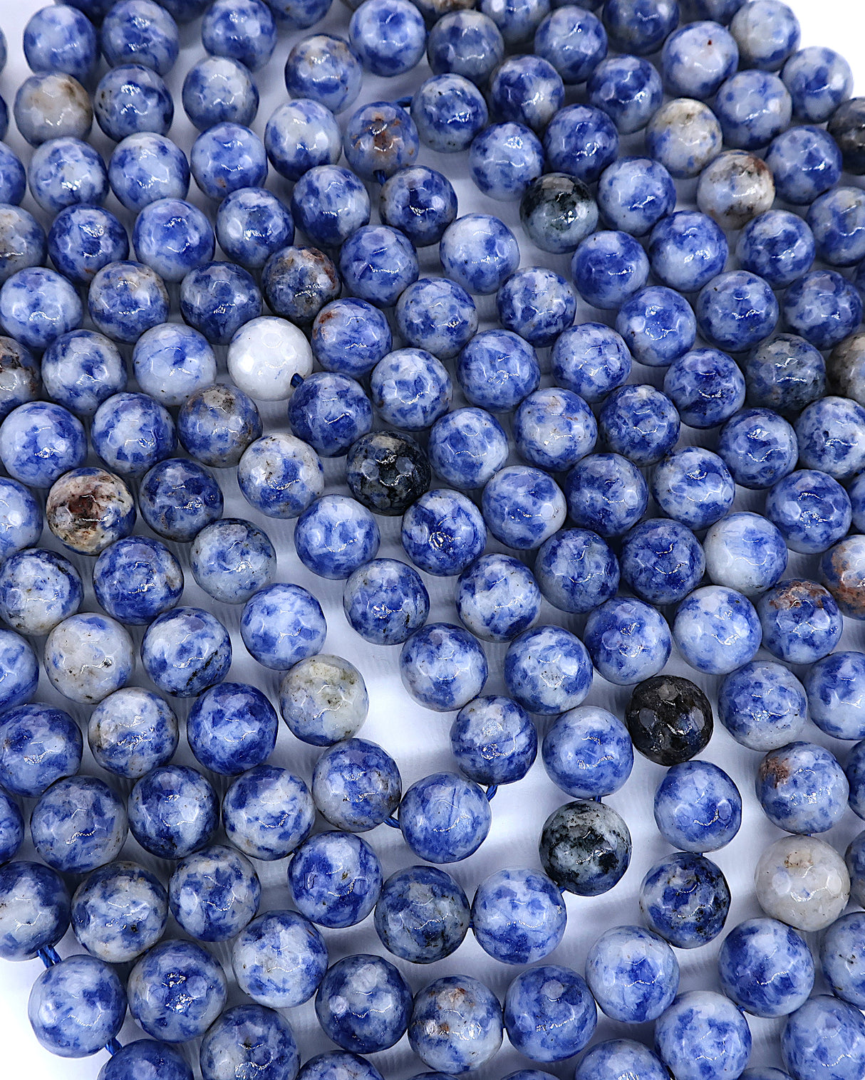 8mm · Faceted · Blue Spot Jasper · Round Beads · 15" full strand