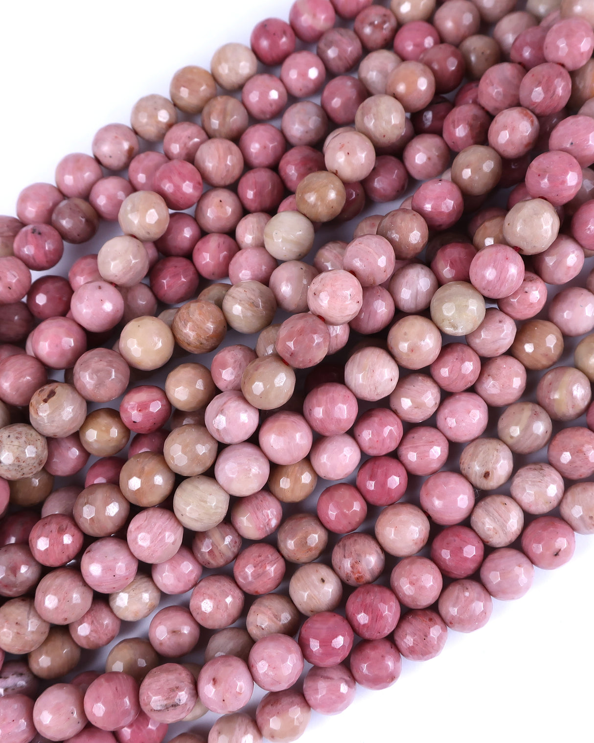 8mm · Faceted · Pink Jasper · Round Beads · 15" full strand