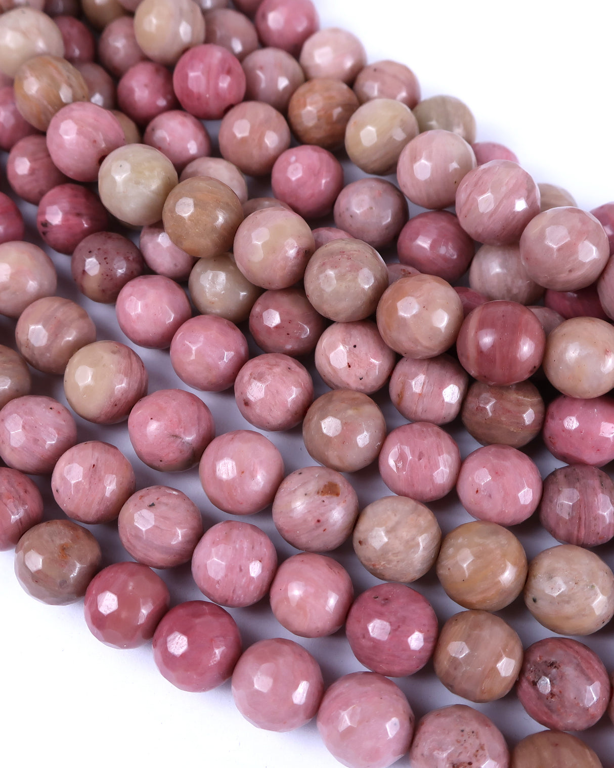 8mm · Faceted · Pink Jasper · Round Beads · 15" full strand