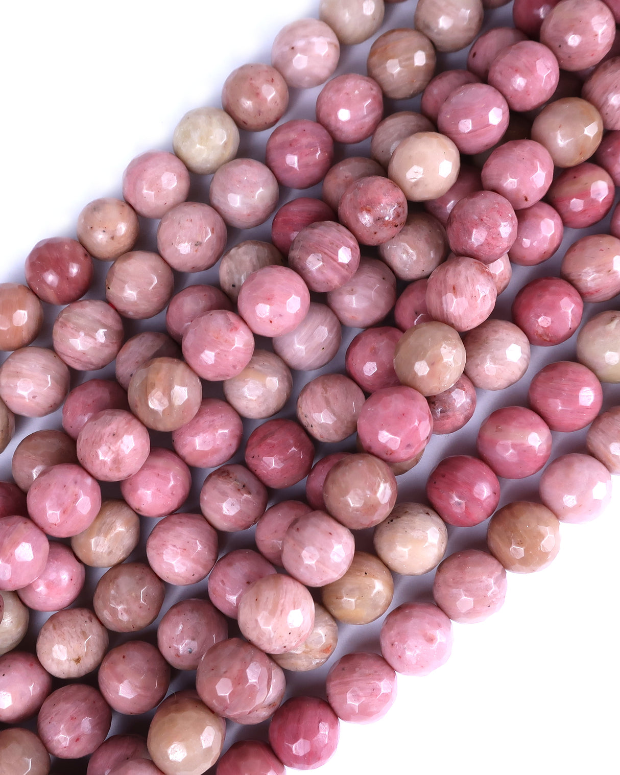 8mm · Faceted · Pink Jasper · Round Beads · 15" full strand