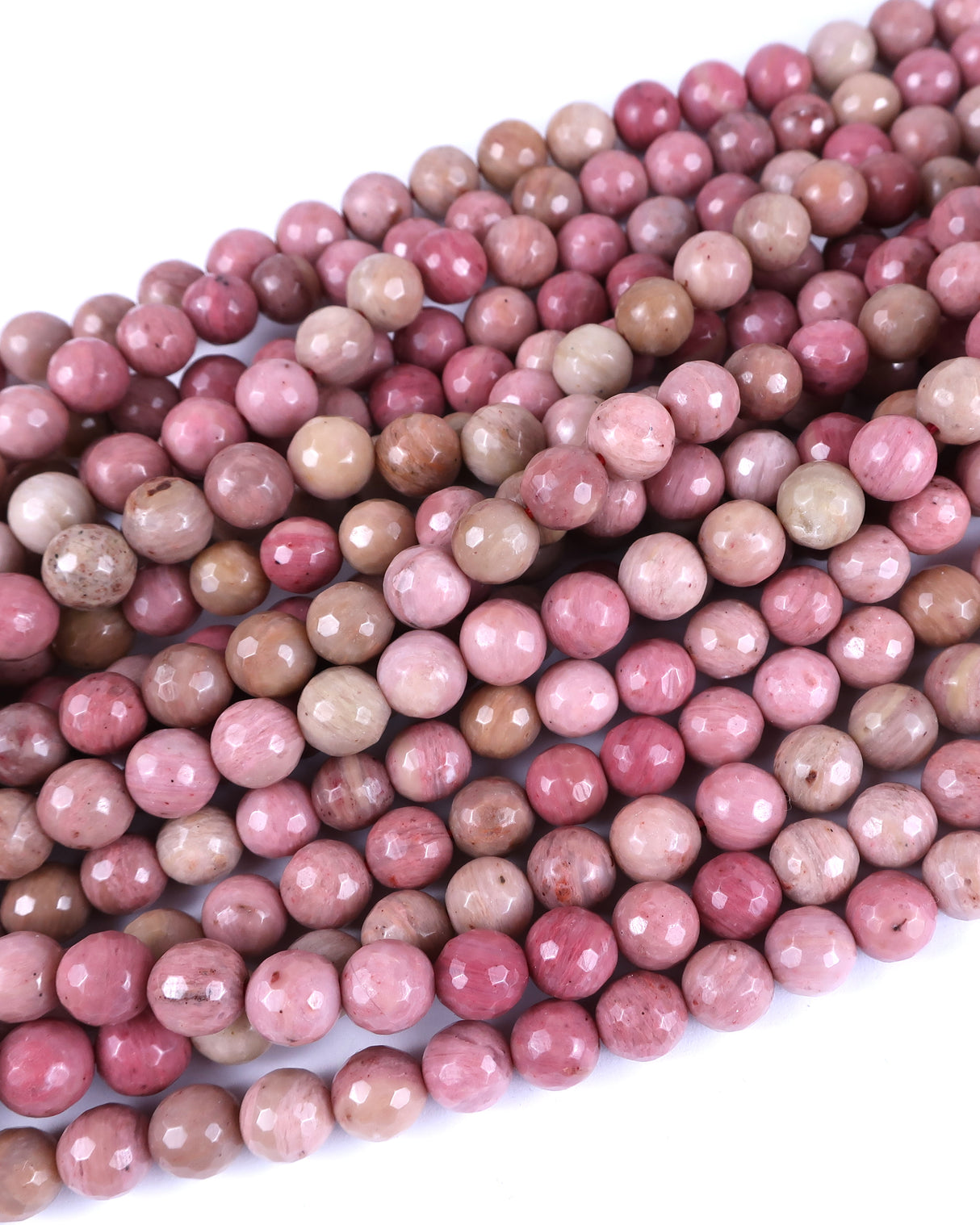 8mm · Faceted · Pink Jasper · Round Beads · 15" full strand