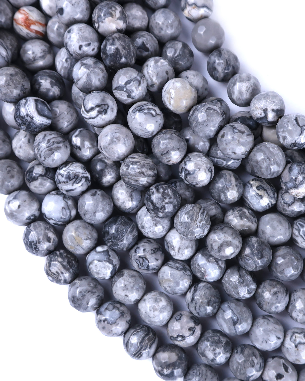 8mm · Faceted · Net Jasper · Round Beads · 15" full strand