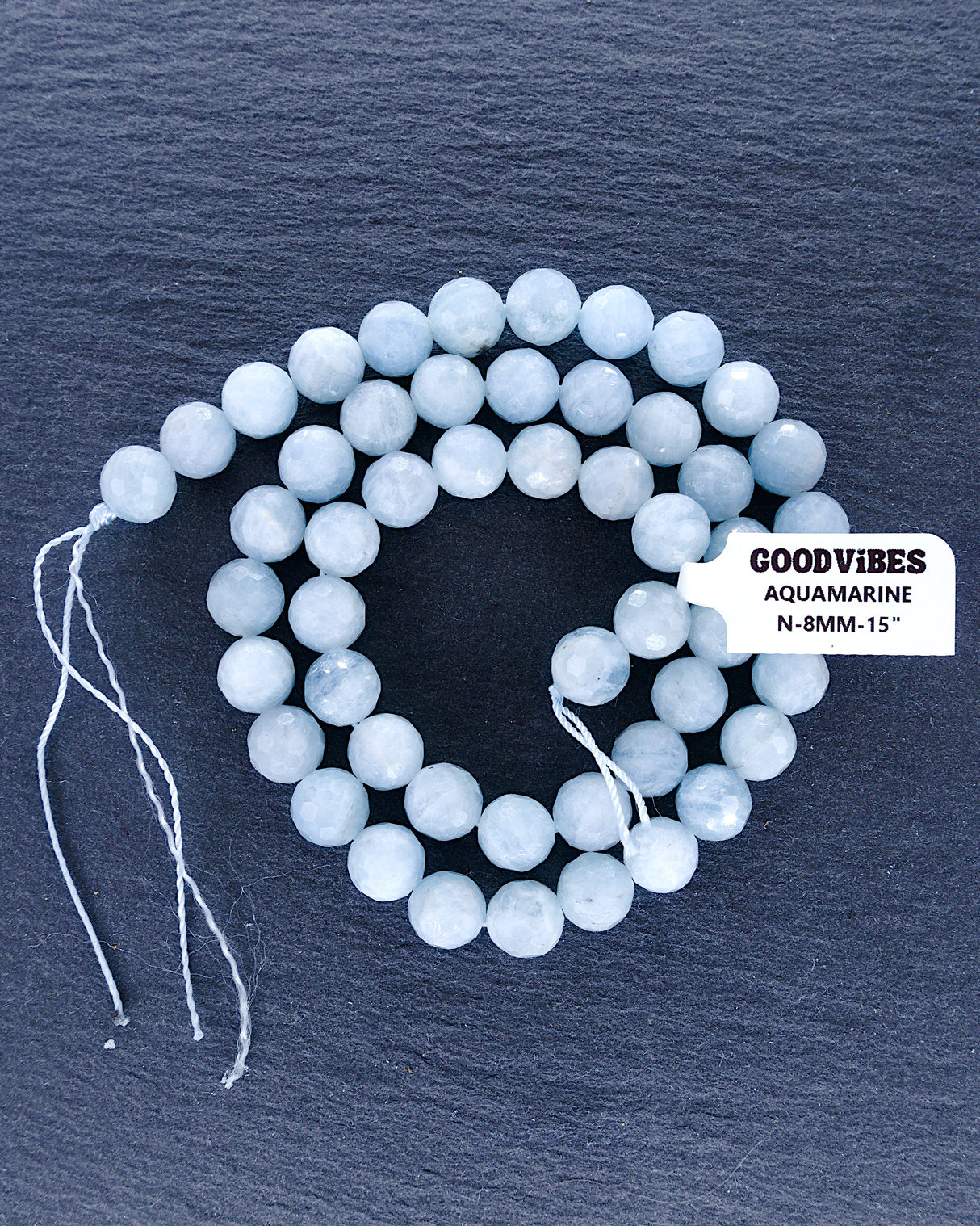 8mm · Faceted · Aquamarine · Round Beads · 15" full strand
