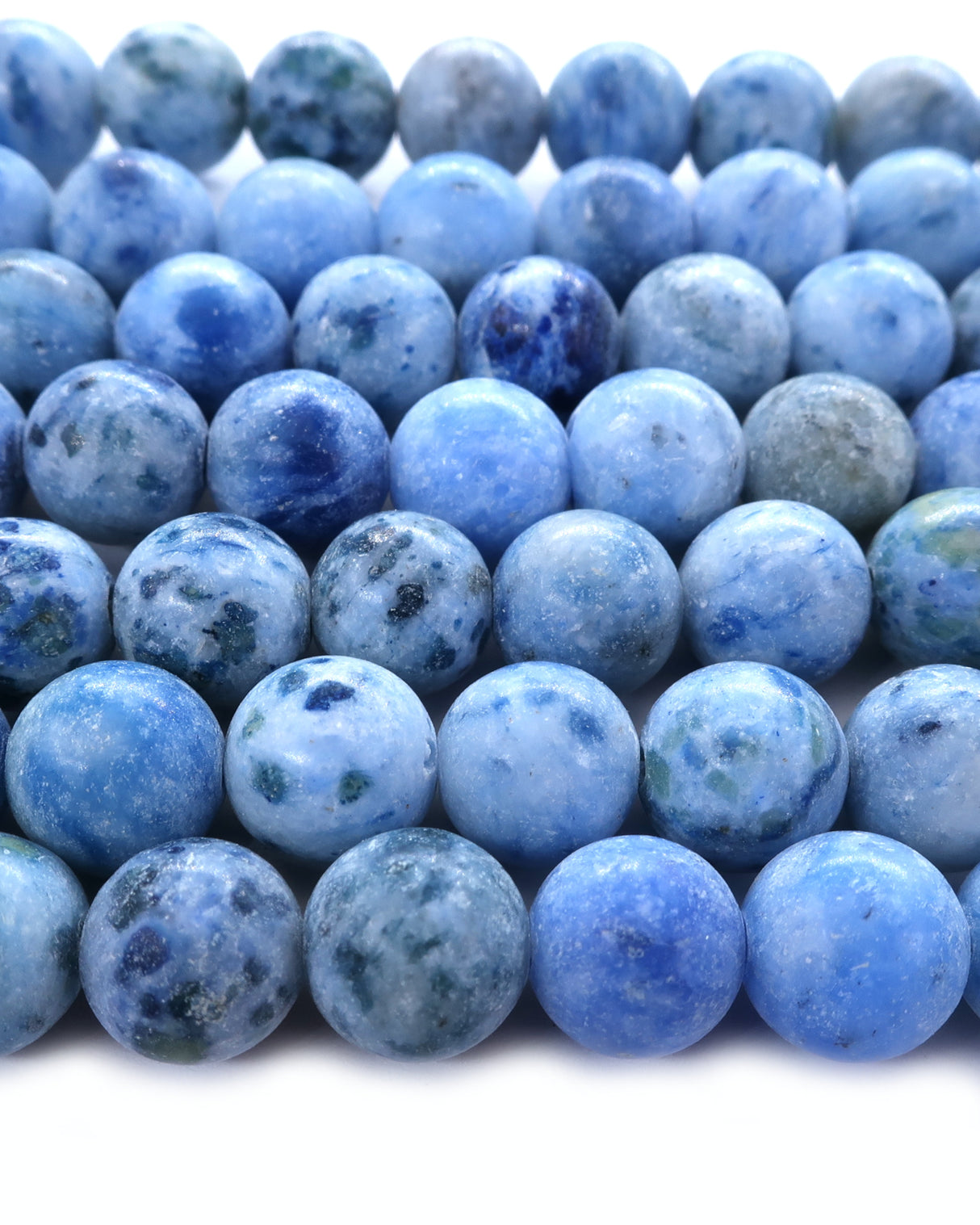 8mm · Frosted · Light Blue Crazy Agate · round beads · 15"