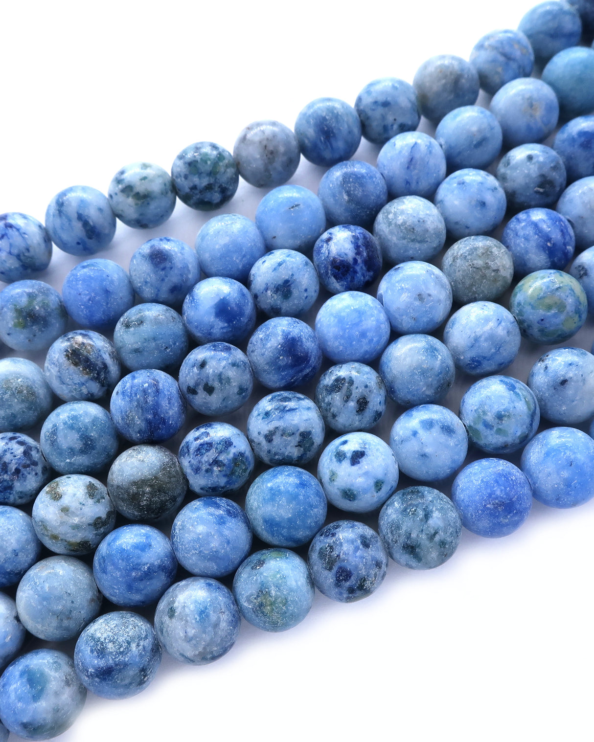 8mm · Frosted · Light Blue Crazy Agate · round beads · 15"