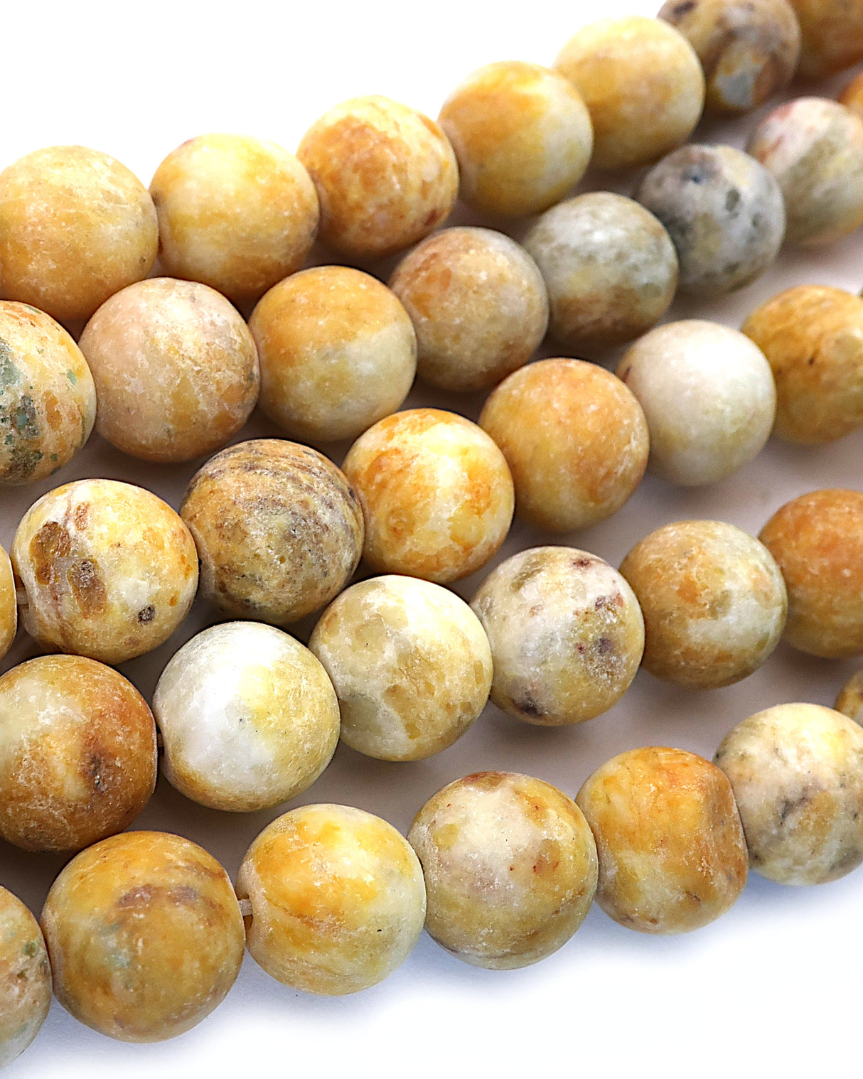 8mm · Frosted · Yellow Crazy Agate · round beads · 15"