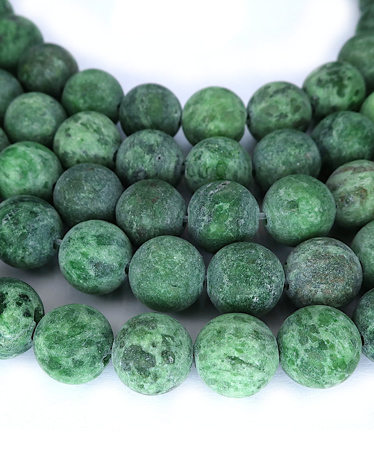 8mm · Frosted · Green Crazy Agate · round beads · 15" (Copy)