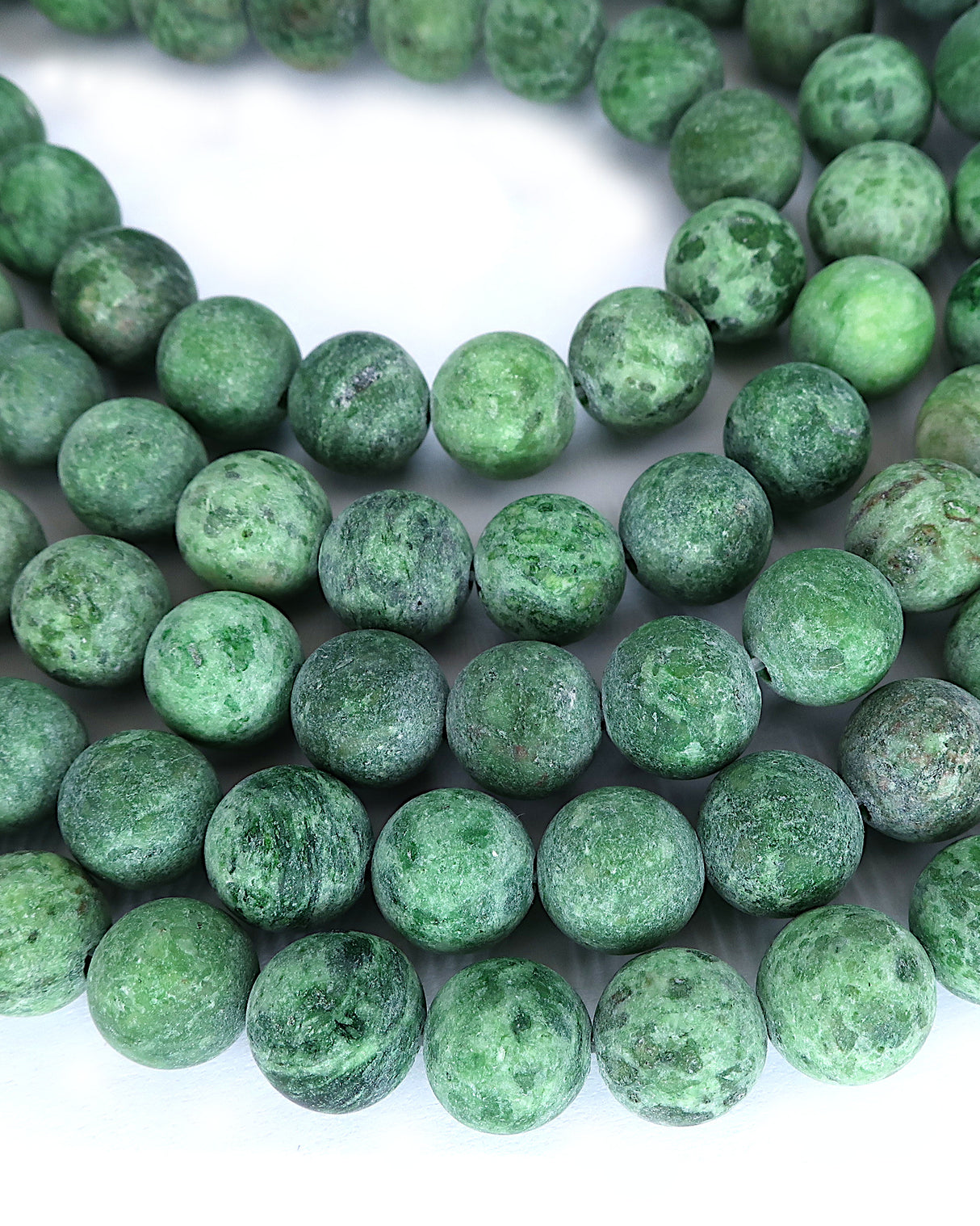 8mm · Frosted · Green Crazy Agate · round beads · 15" (Copy)